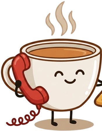 Chai mascot answering the phone