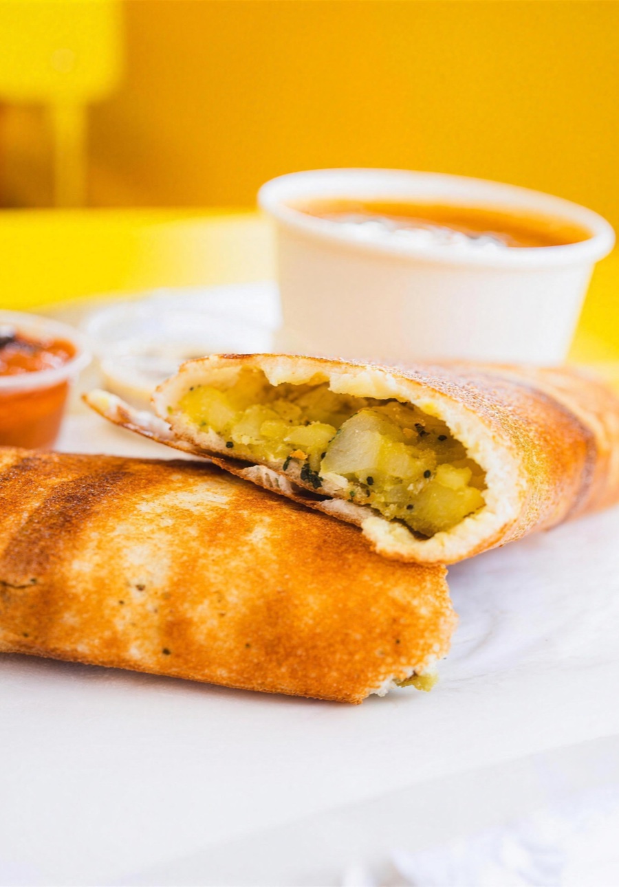 Masala dosa, crisp and golden